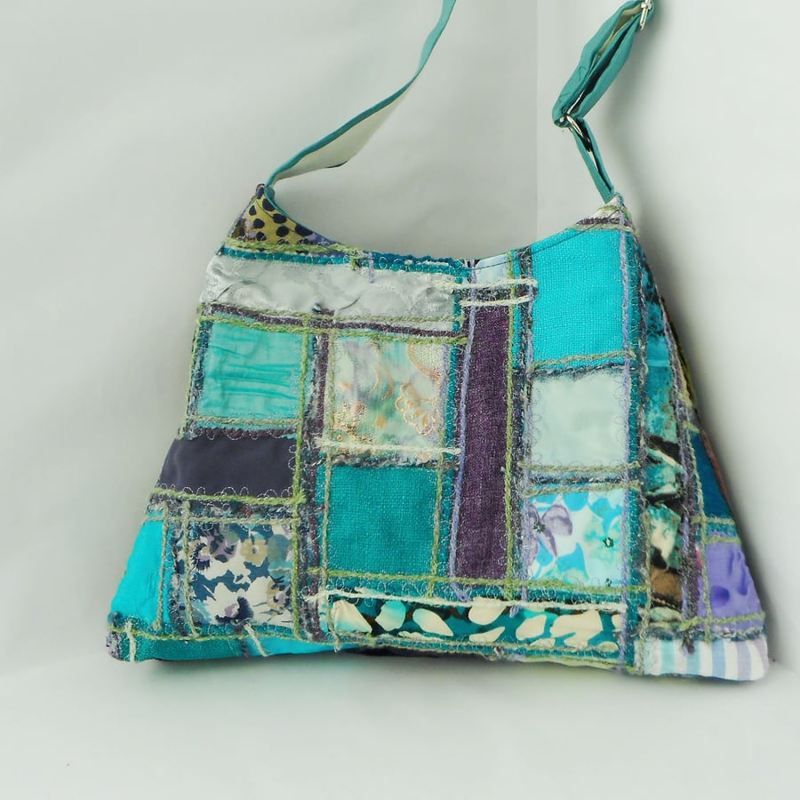 Silk, velvet and mixed textiles cross body bag 