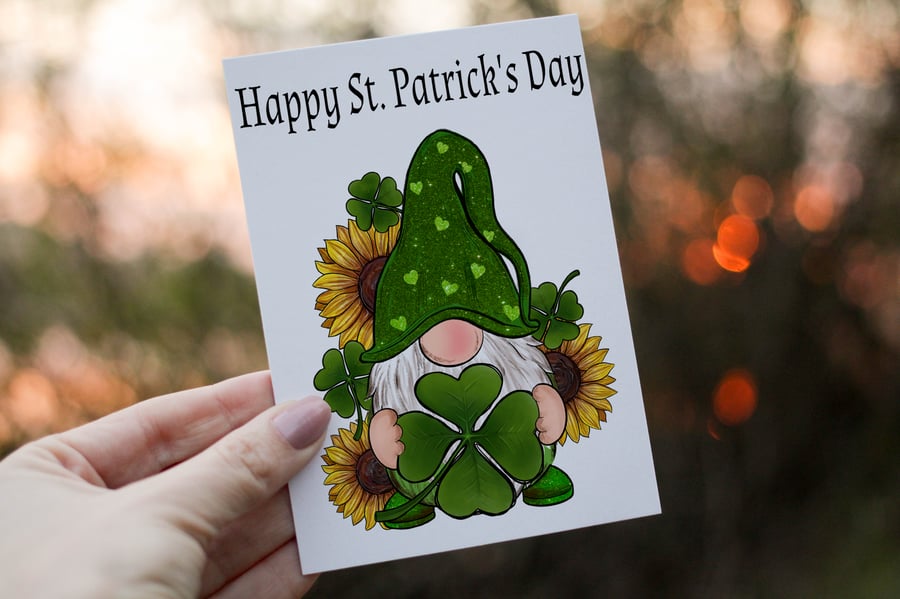 St Patrick's Day Gnome Card, Custom Card For St Patrick's Day, Personalised Card