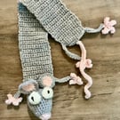 Handmade Crochet Rat Bookmark – Cute Animal Page Marker, Gift for Book Lovers