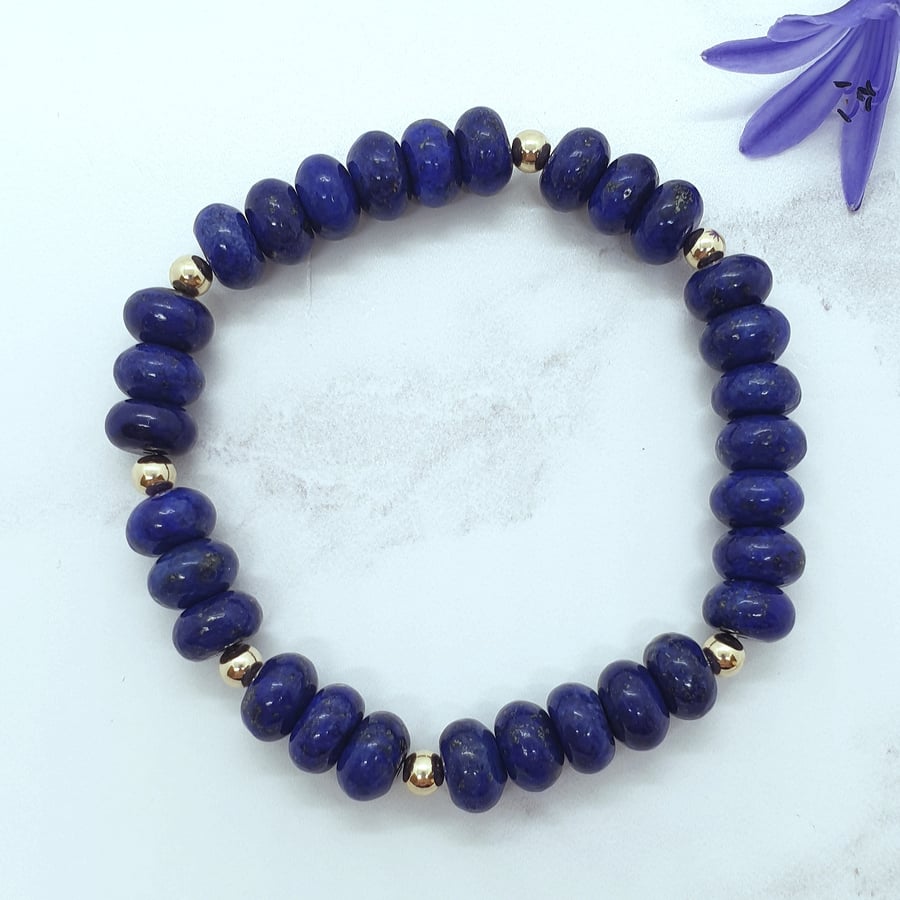 Lapis Lazuli and Gold Bead Bracelet