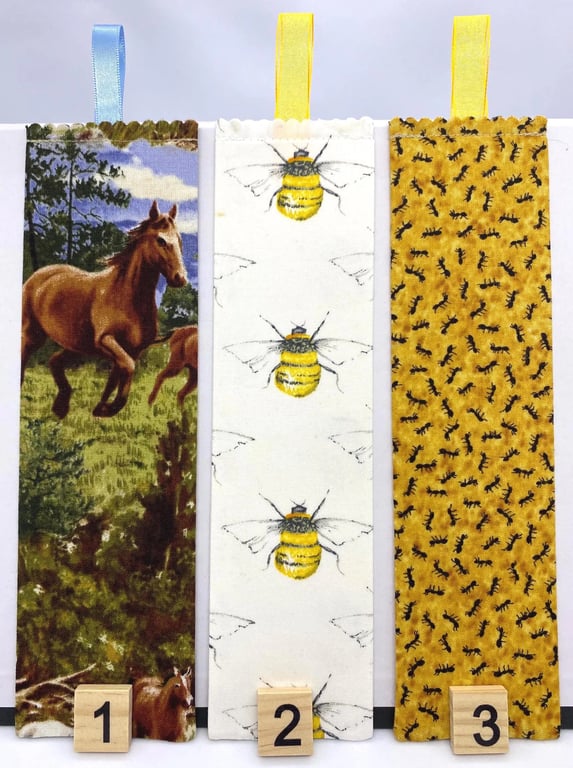 Animal Fabric Bookmarks – 18 Handmade Cotton Designs – Gift for Book Lover