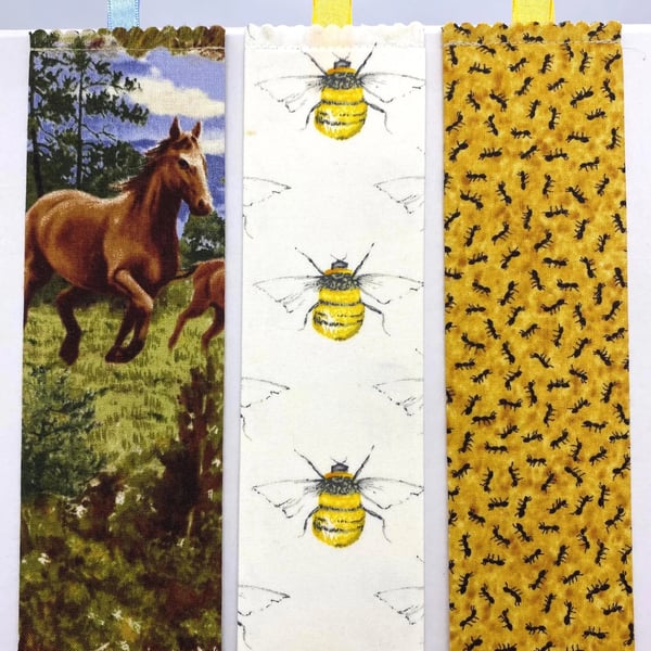 Animal Fabric Bookmarks – 18 Handmade Cotton Designs – Gift for Book Lover