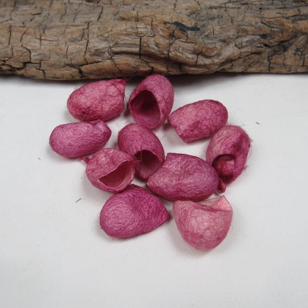 10 Cochineal Light Pink Naturally Dyed Silk Cocoons