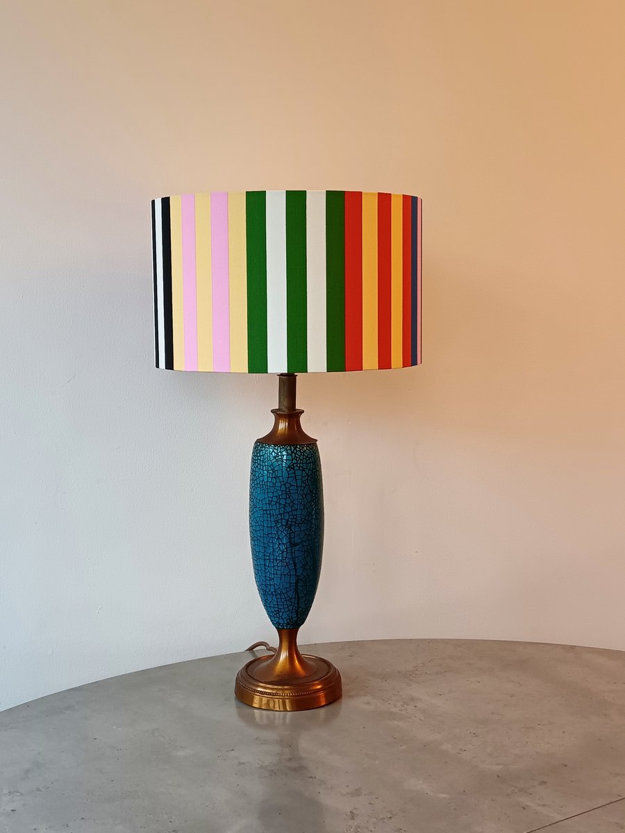 Striped Ikea Fabric Covered Drum Lampshade for Lamp Base or Pendant  25cm-45cm  