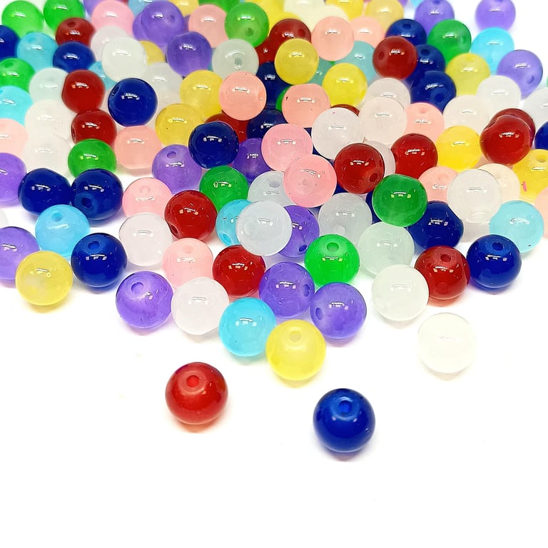 6mm, 8mm Jade Style Round Glass Beads for Jewellery Making