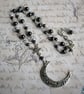 Filigree Crescent Moon Necklace with Hematite Beads - Image 2