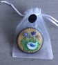 Hand Embroidered Blue Bird Brooch - Image 5