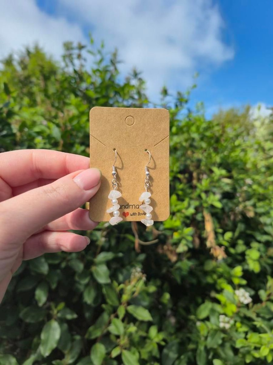 Gemstone and Faux Pearl Drops