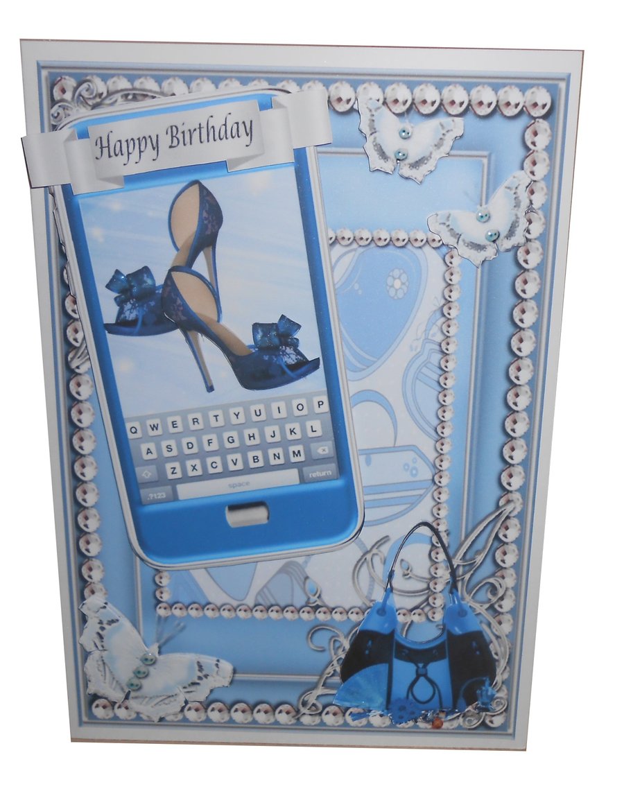 Blue Shoes Phone 3D birthday card
