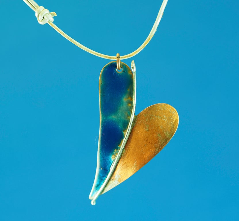 Blue Half Heart Copper Pendant