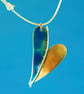 Blue Half Heart Copper Pendant - Image 1