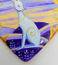 White hare on ceramic heart with  purple  and gold - Image 2