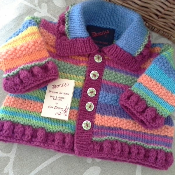 Hand Knitted Baby Girls Cardigan 3-9 months size (HELP A CHARITY)