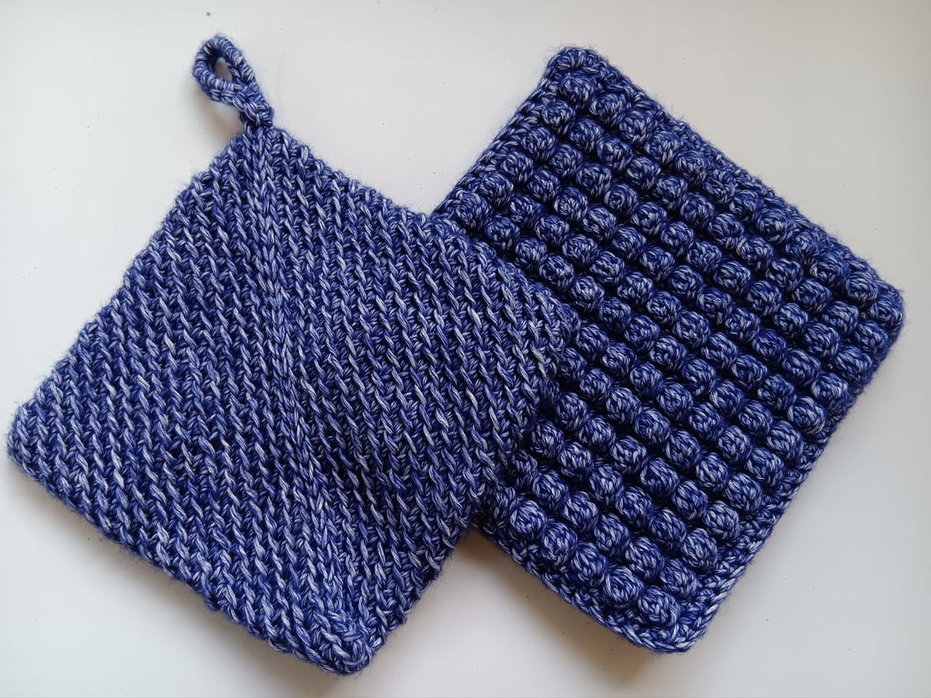 Crochet Pot Holder and Pot Stand Kitchen Set (Denim Washed)