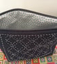 Small fabric purse with sashiko embroidery detail lined with liberty cotton fabr - Image 3