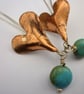 Copper heart earrings - Image 3