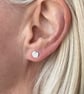 Round stud earrings, hammered silver - Image 1
