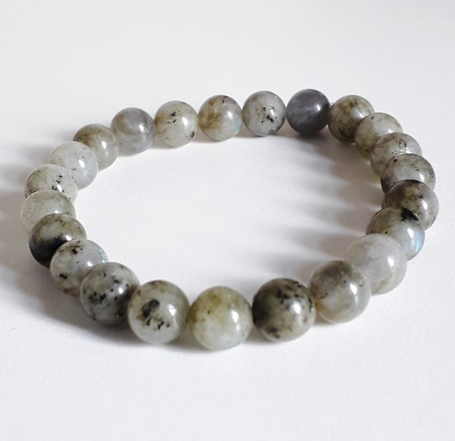 Labradorite Stretch bracelet 6.75 inch wrist unisex gemstone bracelet