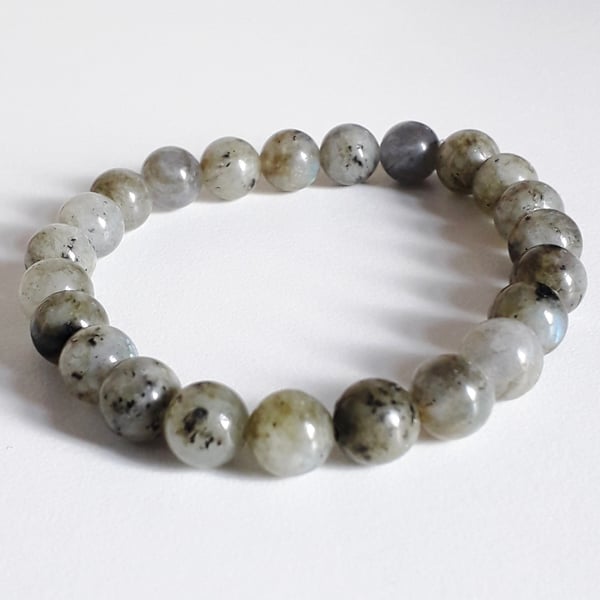 Labradorite Stretch bracelet 6.75 inch wrist unisex gemstone bracelet