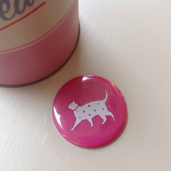 Mirror, Cat Design Pink pocket Mirror With Felt Bag