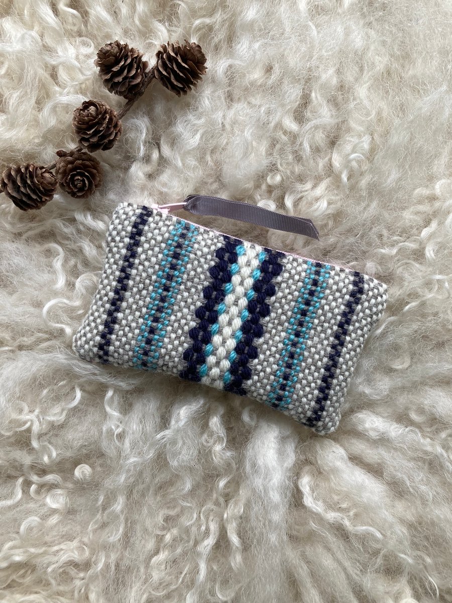 Woolly Wallet - Sky Blue. Handwoven in Wales
