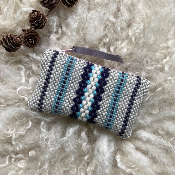 Woolly Wallet - Sky Blue. Handwoven in Wales