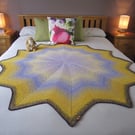 Medium hand crocheted throw, purple throw, lilac throw, sofa throw, bed throw