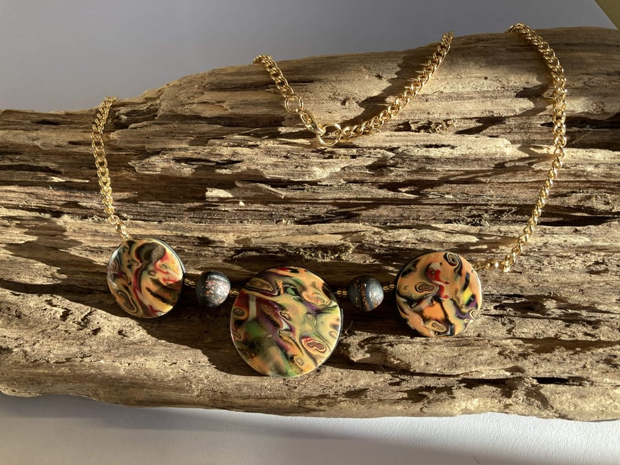 Earthy Tones Mokume Gane Necklace