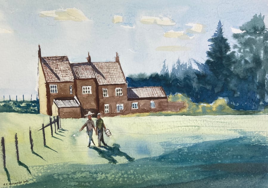 Kildale farm en plein air (Pure Original Watercolour)