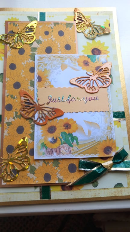 sunflower and butterflies greeting card