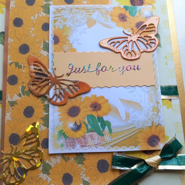 sunflower and butterflies greeting card