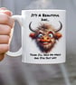 Funny Highland Cow Mug  "It's A Beautiful Day, Think I'll Skip My Meds And Stir