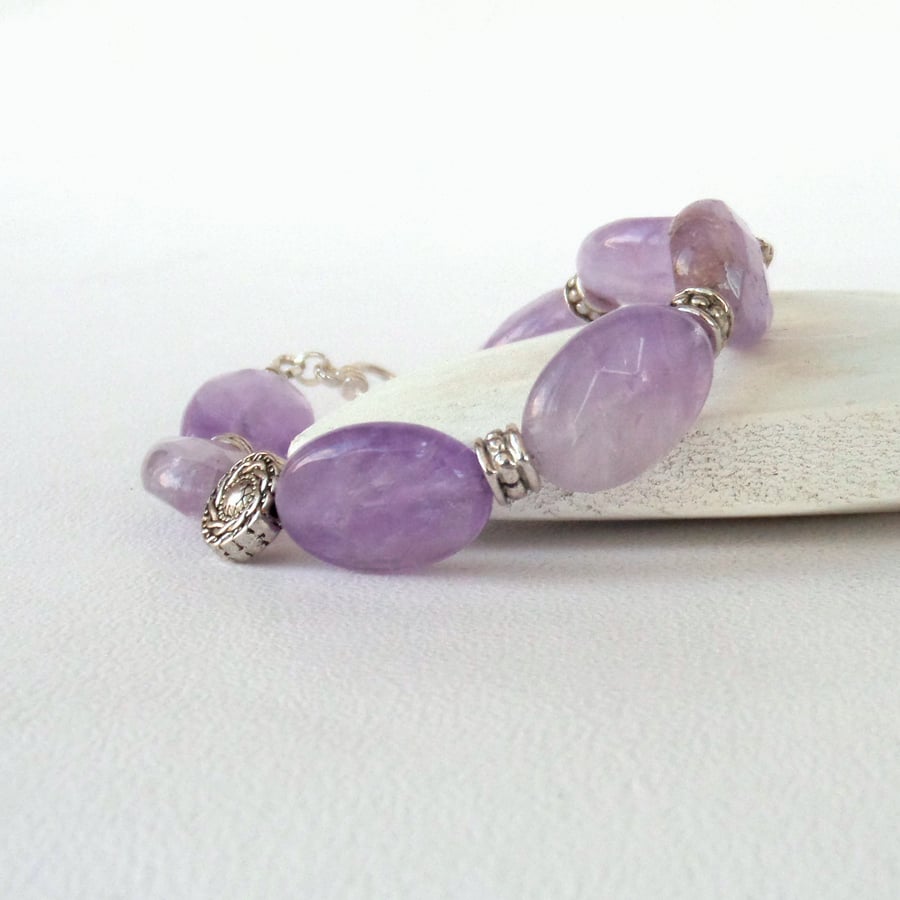 SALE Amethyst bracelet, with lavender amethyst ovals