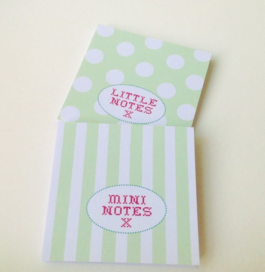 Notebooks Set of Two,In Pastel Spots & Stripes Print,Handmade Notebooks