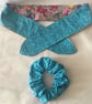 Headband Pink Floral, Blue Floral Scrunchie - Image 2