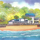 The Oxwich Bay Hotel, Gower, Original Watercolour in 14 x 11'' Mount
