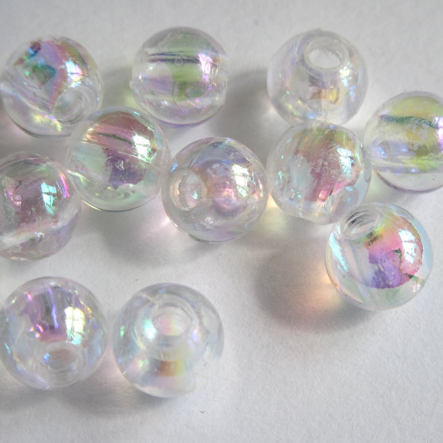 Clear Iridescent Plastic Beads