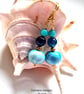 Blue Jasper & Agate Dangle Gold Plated Copper Earrings  - Image 2