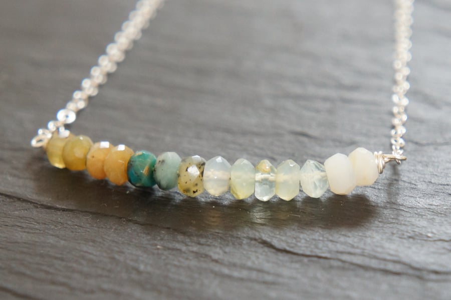 Green Peruvian Opal and Silver Necklace