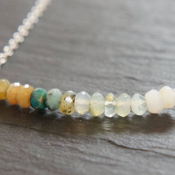 Green Peruvian Opal and Silver Necklace