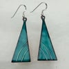 GORGEOUS TRIANGLE DROP EARRINGS - ENAMELLED WITH STERLING SILVER
