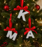 Hanging Initial, Plaster Initial Tree Decoration, Initial Christmas Tree Decor