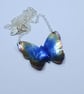 Coloured Titanium Blue Rainbow Butterfly Necklace - UK Free Post - Image 4