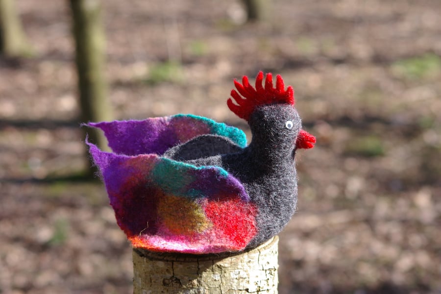 Felted Wool Hen Bowl