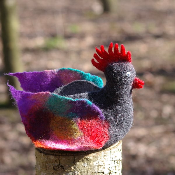 Felted Wool Hen Bowl