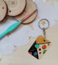 Wooden rectangular colourful bubbles keyring  - Image 1