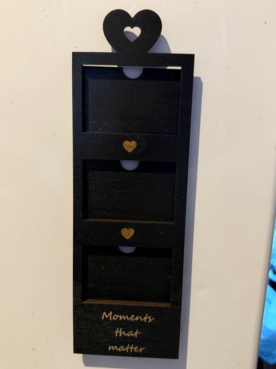 Handmade Basswood Picture Frame – Holds 3 Small Photos 