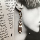 Upcycled steampunk theme rectangle stainless steel earrings - gift - casual chic