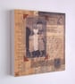 Vintage Paper Collage on Wood Panel, 12x12cms, Free UK Postage (205) - Image 2