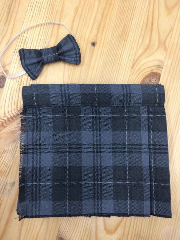 Grey Granite Tartan Kilt and Bow Tie for babies , children
